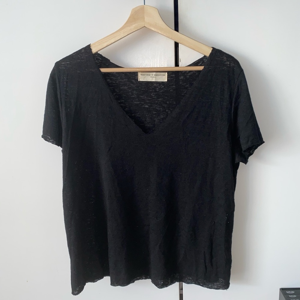 Project Social T Textured Knit V Neck